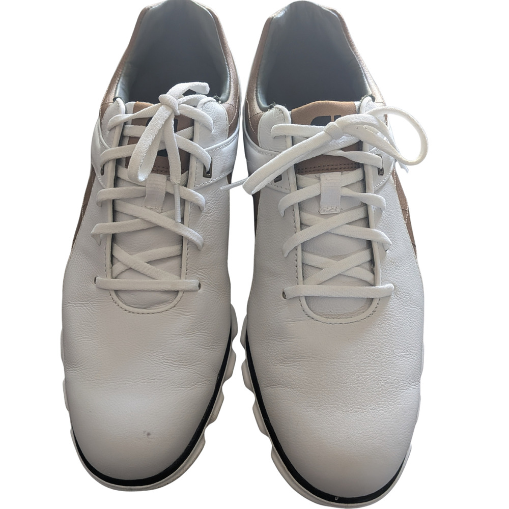 FootJoy Pro SL Golf Shoes 11M White Brown Spikeless Leather Excellent